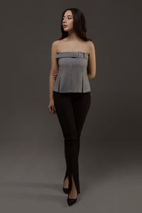 Strapless Belted Top in Grey