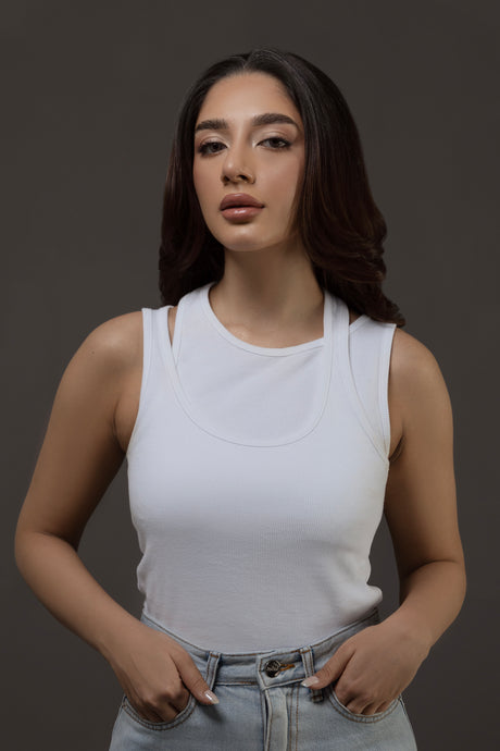 Double Layer Tank in White