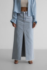 Denim Maxi Skirt in Light Wash