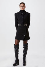 Load image into Gallery viewer, Belted Hem Cropped Jacket in Black