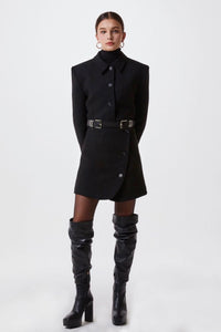 Belted Hem Cropped Jacket in Black