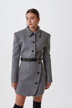 Load image into Gallery viewer, Belted Hem Cropped Jacket in Grey