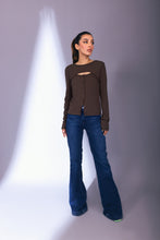 Load image into Gallery viewer, Front Open Cut-Out Top in Chocolate Brown