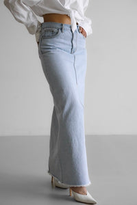 Denim Maxi Skirt in Light Wash