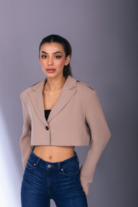 Cropped Blazer with Epaulettes