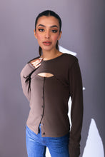 Load image into Gallery viewer, Front Open Cut-Out Top in Chocolate Brown