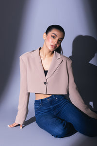 Cropped Blazer with Epaulettes