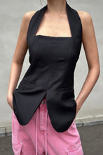 Load image into Gallery viewer, Halter Blouse with Zip Detail in Black