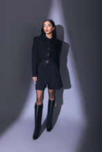 Load image into Gallery viewer, Belted Hem Cropped Jacket in Black