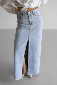 Denim Maxi Skirt in Light Wash