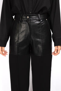 Bi-Fabric Leather Trousers in Black