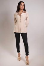 Load image into Gallery viewer, Notched Satin Collar Shirt in Sand