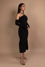 Load image into Gallery viewer, Halter Neck Midi and Gloves Set in Black