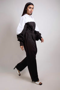 Colorblock Jumpsuit in Black and White