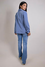 Load image into Gallery viewer, Notched Satin Collar Shirt in Steel Blue