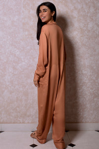 Lounging Onesie with Oversized Pockets in Caramel