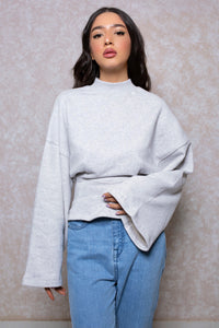Cinched Waist Lounge Sweatshirt in Cloud Grey
