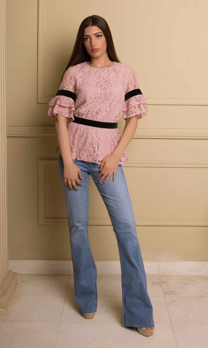 Lace Contrast Top