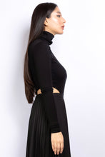 Load image into Gallery viewer, Turtleneck Ribbed Bodysuit in Black