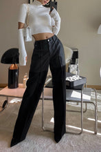 Load image into Gallery viewer, Bi-Fabric Leather Trousers in Black