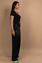 Load image into Gallery viewer, Collared Round Neck Top with Front Split in Black