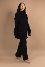 Load image into Gallery viewer, High Neck Plisse Blouse in Black