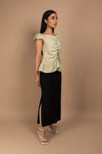 Load image into Gallery viewer, Ruched Top with Ruffled Hem in Khaki