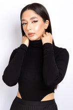 Load image into Gallery viewer, Turtleneck Ribbed Bodysuit in Black