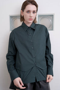 Vest Overlay Shirt in Forest Green