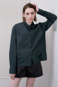 Vest Overlay Shirt in Forest Green