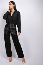 Load image into Gallery viewer, Bi-Fabric Leather Trousers in Black