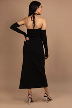 Load image into Gallery viewer, Halter Neck Midi and Gloves Set in Black