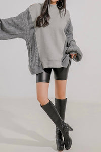 Mixed Knit with Shoulder Cut Outs