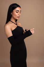 Load image into Gallery viewer, Halter Neck Midi and Gloves Set in Black