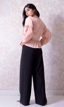 Load image into Gallery viewer, Puffy Sleeve Blouse with Peplum Hem