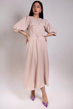 Load image into Gallery viewer, Belted Scallop Pearl Collar Midi in Beige