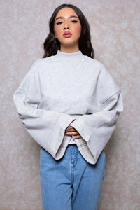 Cinched Waist Lounge Sweatshirt in Cloud Grey