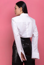 Load image into Gallery viewer, Premium Cropped Detachable Shoulder Pad Shirt in White
