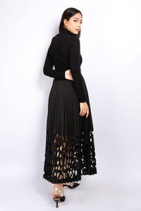 Punched Midi Skirt in Black