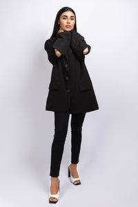 Oversized Elbow Cut-Out Blazer in Black