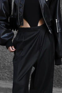 Turtleneck Ribbed Bodysuit in Black