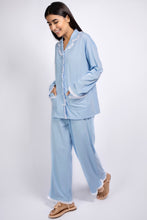 Load image into Gallery viewer, Lace Trim Sleepwear Set in Baby Blue