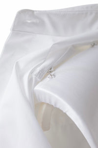 Premium Cropped Detachable Shoulder Pad Shirt in White
