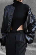 Load image into Gallery viewer, Turtleneck Ribbed Bodysuit in Black
