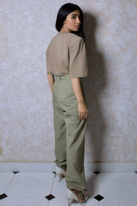 Exposed Pocket Jogger Pants in Green Khaki