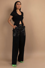 Load image into Gallery viewer, Collared Round Neck Top with Front Split in Black
