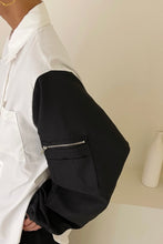 Load image into Gallery viewer, Contrast Nylon Sleeve Shirt with Pocket in Black/White