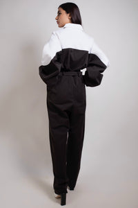 Colorblock Jumpsuit in Black and White