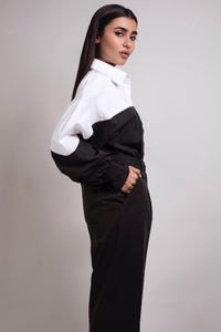 Colorblock Jumpsuit in Black and White