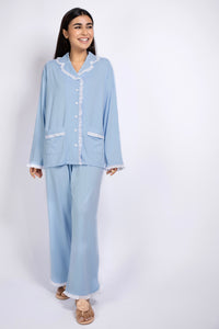 Lace Trim Sleepwear Set in Baby Blue